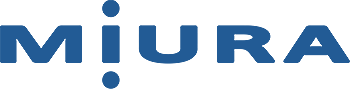The word miura is written in blue letters on a white background.